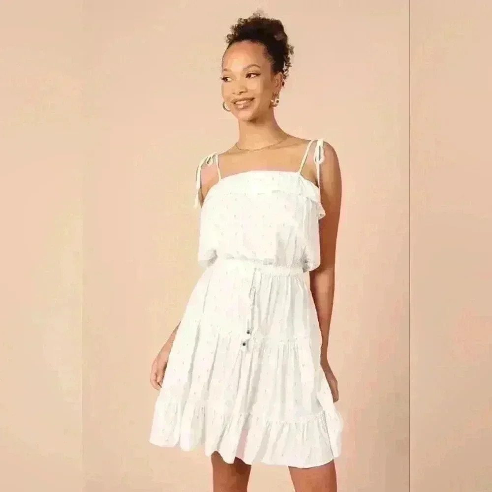 Petal+Pup Women's Twist Tie Shoulder Mini Dress White Size M #179